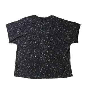 Shein EZwear Black Sheer Plus Size Loose Fit Glittery Stars Print T-Shirt 3XL